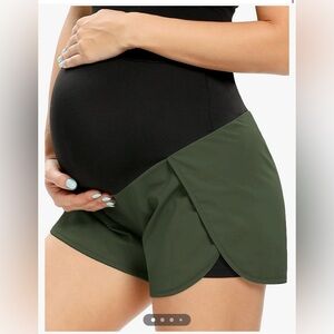 Hunter Green Maternity Athletic Shorts